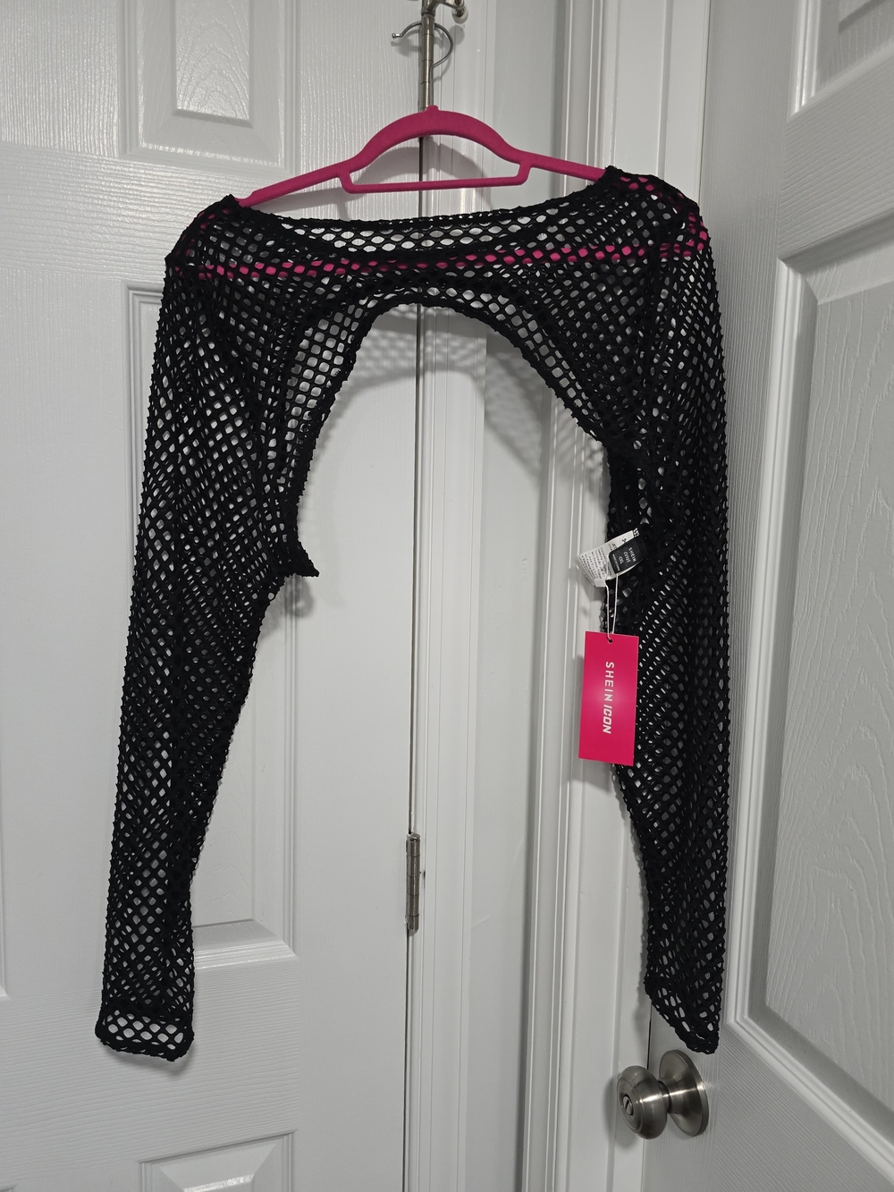 SHEIN Black Fishnet Long-Sleeve Bolero Shrug